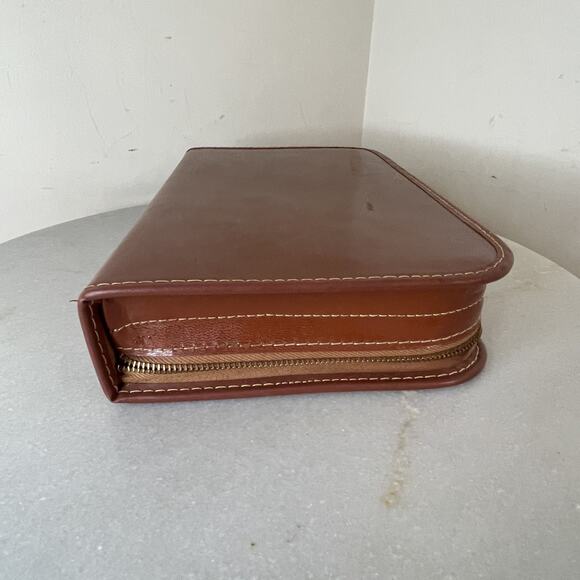 VTG 1950s Brown Leather Vanity Kit Grooming Travel Case MCM Mad Men Barber Shop - Picture 11 of 16